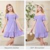 imageZando Girls Dresses Tie Back Dress for Girls Ruffle Short Sleeve Dresses Tween Kids Off Shoulder Junior Dress 616 YearsLavender Purple