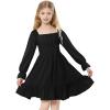 imageZando Girls Dresses Tie Back Dress for Girls Ruffle Short Sleeve Dresses Tween Kids Off Shoulder Junior Dress 616 YearsLongcool Black