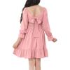 imageZando Girls Dresses Tie Back Dress for Girls Ruffle Short Sleeve Dresses Tween Kids Off Shoulder Junior Dress 616 YearsLongpink