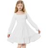 imageZando Girls Dresses Tie Back Dress for Girls Ruffle Short Sleeve Dresses Tween Kids Off Shoulder Junior Dress 616 YearsLongwhite 01
