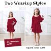 imageZando Girls Dresses Tie Back Dress for Girls Ruffle Short Sleeve Dresses Tween Kids Off Shoulder Junior Dress 616 YearsLongwine Red