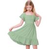 imageZando Girls Dresses Tie Back Dress for Girls Ruffle Short Sleeve Dresses Tween Kids Off Shoulder Junior Dress 616 YearsMint Green