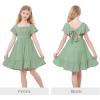 imageZando Girls Dresses Tie Back Dress for Girls Ruffle Short Sleeve Dresses Tween Kids Off Shoulder Junior Dress 616 YearsMint Green
