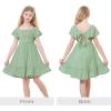 imageZando Girls Dresses Tie Back Dress for Girls Ruffle Short Sleeve Dresses Tween Kids Off Shoulder Junior Dress 616 YearsMint Green