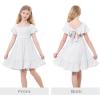 imageZando Girls Dresses Tie Back Dress for Girls Ruffle Short Sleeve Dresses Tween Kids Off Shoulder Junior Dress 616 YearsWhite