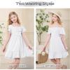 imageZando Girls Dresses Tie Back Dress for Girls Ruffle Short Sleeve Dresses Tween Kids Off Shoulder Junior Dress 616 YearsWhite