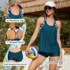 imageZando Tankini Bathing Suits for Women Sport Womens Swimsuits Athletic Two Piece Swimsuit for Women Tankini Top with ShortsGreen Flower