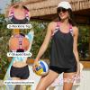 imageZando Tankini Bathing Suits for Women Sport Womens Swimsuits Athletic Two Piece Swimsuit for Women Tankini Top with ShortsRose Floral