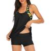 imageZando Tankini Bathing Suits for Women Sport Womens Swimsuits Athletic Two Piece Swimsuit for Women Tankini Top with ShortsSunflower