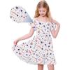 imageZando Girls Dresses Tie Back Dress for Girls Ruffle Short Sleeve Dresses Tween Kids Off Shoulder Junior Dress 616 YearsAmerican Flag