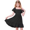 imageZando Girls Dresses Tie Back Dress for Girls Ruffle Short Sleeve Dresses Tween Kids Off Shoulder Junior Dress 616 YearsBlack