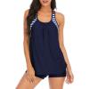 imageZando Tankini Bathing Suits for Women Sport Womens Swimsuits Athletic Two Piece Swimsuit for Women Tankini Top with ShortsNavy Striped