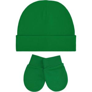 imageZando Baby Hats and Mittens Unisex Infant Beanie Caps Newborn Hospital Hat with Scratch Mitten Set for Baby Boys Grils HatsGlass Green