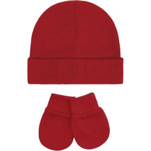 imageZando Baby Hats and Mittens Unisex Infant Beanie Caps Newborn Hospital Hat with Scratch Mitten Set for Baby Boys Grils HatsRed