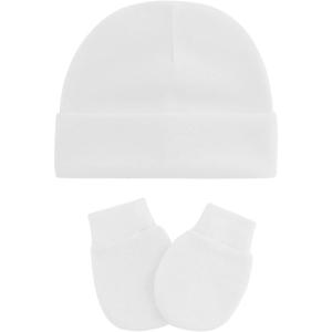 imageZando Baby Hats and Mittens Unisex Infant Beanie Caps Newborn Hospital Hat with Scratch Mitten Set for Baby Boys Grils HatsWhite
