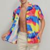 imageZando 80s 90s Hawaiian Shirt for Men Short Sleeve 80s 90s Outfit Funny Hawaiian Shirts Party Disco OutfitRedyellowblue