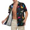 imageZando Hawaiian Shirt for Men Funny Animal Tropical Shirts for Men Short Sleeve Button Down Vacation Shirt Summer Beach ShirtBlack Dinosaur