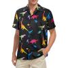 imageZando Hawaiian Shirt for Men Funny Animal Tropical Shirts for Men Short Sleeve Button Down Vacation Shirt Summer Beach ShirtBlack Dinosaur