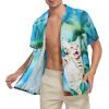 imageZando Hawaiian Shirt for Men Funny Animal Tropical Shirts for Men Short Sleeve Button Down Vacation Shirt Summer Beach ShirtCoconut Cat