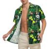 imageZando Hawaiian Shirt for Men Funny Animal Tropical Shirts for Men Short Sleeve Button Down Vacation Shirt Summer Beach ShirtGreen Alien