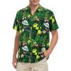 imageZando Hawaiian Shirt for Men Funny Animal Tropical Shirts for Men Short Sleeve Button Down Vacation Shirt Summer Beach ShirtGreen Alien