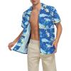 imageZando Hawaiian Shirt for Men Funny Animal Tropical Shirts for Men Short Sleeve Button Down Vacation Shirt Summer Beach ShirtShark Lilies