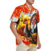imageZando Hawaiian Shirt for Men Funny Animal Tropical Shirts for Men Short Sleeve Button Down Vacation Shirt Summer Beach ShirtTurkey Painting