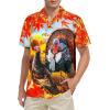 imageZando Hawaiian Shirt for Men Funny Animal Tropical Shirts for Men Short Sleeve Button Down Vacation Shirt Summer Beach ShirtTurkey Painting