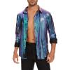 imageZando Mens Disco Shirt Outfit Retro 70s Shirts for Men Sequin Glitter Long Sleeve Button Down Disco Outfits Party CostumeBule  Purple