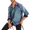 imageZando Mens Disco Shirt Outfit Retro 70s Shirts for Men Sequin Glitter Long Sleeve Button Down Disco Outfits Party CostumeBule  Purple