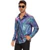 imageZando Mens Disco Shirt Outfit Retro 70s Shirts for Men Sequin Glitter Long Sleeve Button Down Disco Outfits Party CostumeBule  Purple