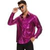 imageZando Mens Disco Shirt Outfit Retro 70s Shirts for Men Sequin Glitter Long Sleeve Button Down Disco Outfits Party CostumeHot Pink