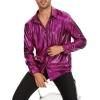 imageZando Mens Disco Shirt Outfit Retro 70s Shirts for Men Sequin Glitter Long Sleeve Button Down Disco Outfits Party CostumeHot Pink