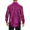 imageZando Mens Disco Shirt Outfit Retro 70s Shirts for Men Sequin Glitter Long Sleeve Button Down Disco Outfits Party CostumeHot Pink