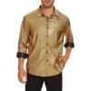 imageZando Mens Disco Shirt Outfit Retro 70s Shirts for Men Sequin Glitter Long Sleeve Button Down Disco Outfits Party CostumeZ Gold