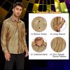 imageZando Mens Disco Shirt Outfit Retro 70s Shirts for Men Sequin Glitter Long Sleeve Button Down Disco Outfits Party CostumeZ Gold
