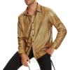 imageZando Mens Disco Shirt Outfit Retro 70s Shirts for Men Sequin Glitter Long Sleeve Button Down Disco Outfits Party CostumeZ Gold
