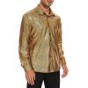 imageZando Mens Disco Shirt Outfit Retro 70s Shirts for Men Sequin Glitter Long Sleeve Button Down Disco Outfits Party CostumeZ Gold