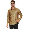 imageZando Mens Disco Shirt Outfit Retro 70s Shirts for Men Sequin Glitter Long Sleeve Button Down Disco Outfits Party CostumeZ Gold