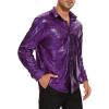 imageZando Mens Disco Shirt Outfit Retro 70s Shirts for Men Sequin Glitter Long Sleeve Button Down Disco Outfits Party CostumeZ Purple