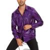 imageZando Mens Disco Shirt Outfit Retro 70s Shirts for Men Sequin Glitter Long Sleeve Button Down Disco Outfits Party CostumeZ Purple