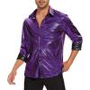 imageZando Mens Disco Shirt Outfit Retro 70s Shirts for Men Sequin Glitter Long Sleeve Button Down Disco Outfits Party CostumeZ Purple