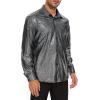imageZando Mens Disco Shirt Outfit Retro 70s Shirts for Men Sequin Glitter Long Sleeve Button Down Disco Outfits Party CostumeZ Sliver