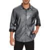 imageZando Mens Disco Shirt Outfit Retro 70s Shirts for Men Sequin Glitter Long Sleeve Button Down Disco Outfits Party CostumeZ Sliver