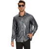 imageZando Mens Disco Shirt Outfit Retro 70s Shirts for Men Sequin Glitter Long Sleeve Button Down Disco Outfits Party CostumeZ Sliver