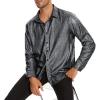 imageZando Mens Disco Shirt Outfit Retro 70s Shirts for Men Sequin Glitter Long Sleeve Button Down Disco Outfits Party CostumeZ Sliver