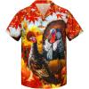 imageZando Hawaiian Shirt for Men Funny Animal Tropical Shirts for Men Short Sleeve Button Down Vacation Shirt Summer Beach ShirtTurkey Painting