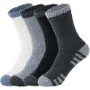 imageZando Mens Fuzzy Socks Cozy Slipper Fluffy Socks Winter Warm Soft Cabin Stocking Comfy Sleep Fleece Socks Boot SocksBlack  White  Dark Grey Grey