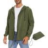 imageZando Packable Mens Rain Jacket Lightweight Raincoat Waterproof with Hood Outdoor Windbreaker Jacket Travel Rain Jackets04 Army Green