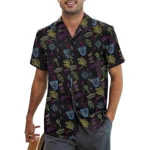 imageZando 80s 90s Hawaiian Shirt for Men Short Sleeve 80s 90s Outfit Funny Hawaiian Shirts Party Disco OutfitBlackneon
